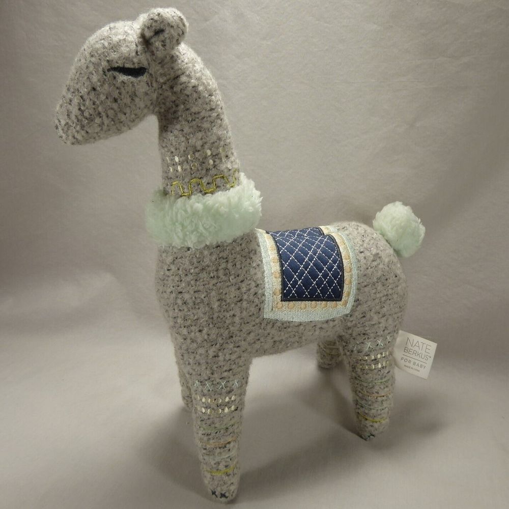 Nate Berkus For Baby 13" Plush Llama Stuffed Animal Gray Embroidered